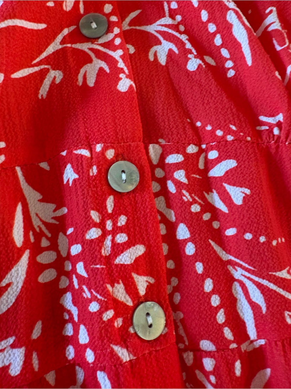 Red Orange Floral Button-Front Midi Dress - Picture 6 of 6